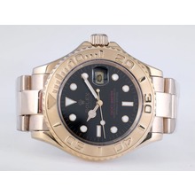 Replica Rolex Watches: All Gold Black Dial Mens Watch